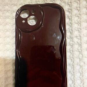 SHEIN Glossy Dark Brown Phone Case